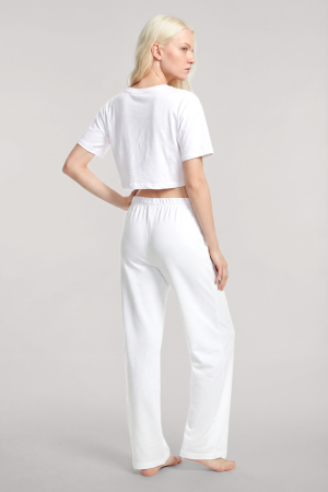 Angelino Baskılı Crop T-Shirt Pantolon Takım Beyaz - 4