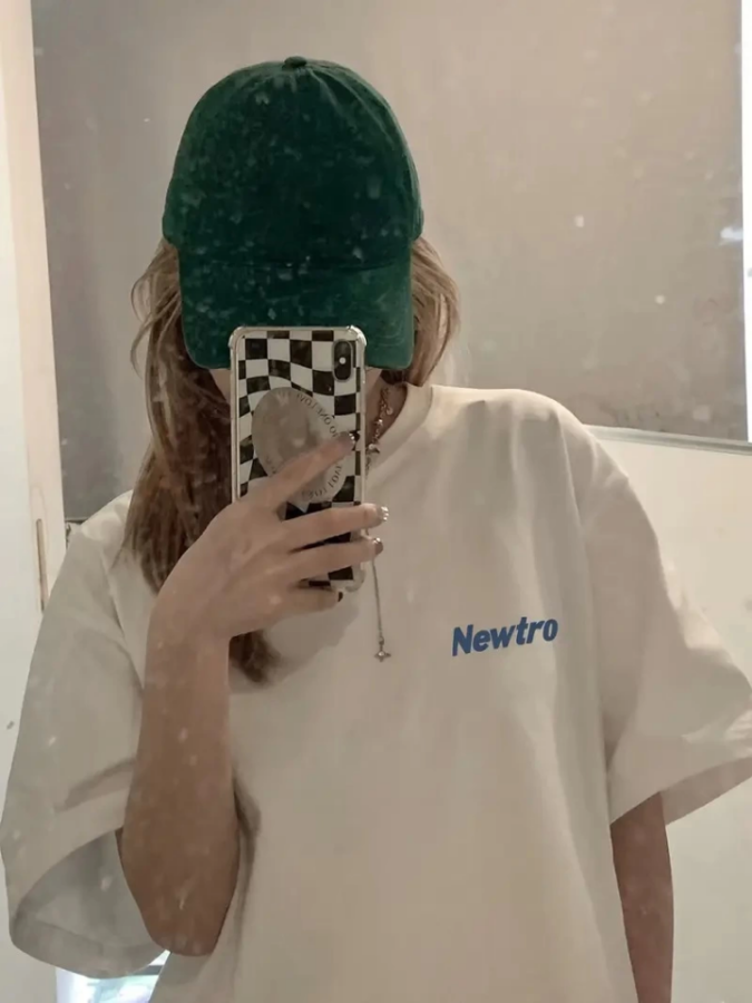 Baskılı Oversize Bisiklet Yaka T-shirt - Beyaz - 2