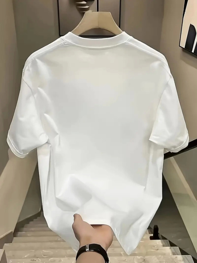 Baskılı Oversize Bisiklet Yaka T-shirt - Beyaz - 2