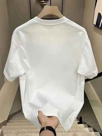 Baskılı Oversize Bisiklet Yaka T-shirt - Beyaz - 2