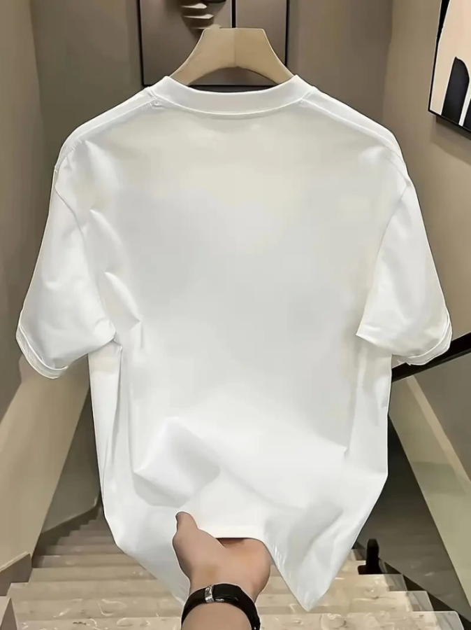 Baskılı Oversize Bisiklet Yaka T-shirt - Beyaz - 2