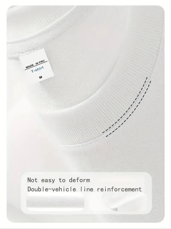 Baskılı Oversize Bisiklet Yaka T-shirt - Beyaz - 4