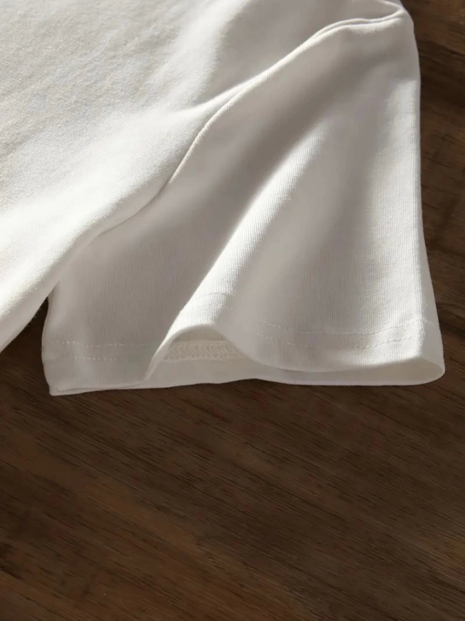 Baskılı Oversize Bisiklet Yaka T-shirt - Beyaz - 3