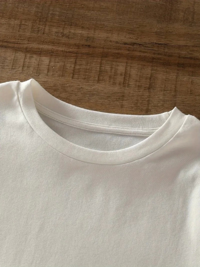 Baskılı Oversize Bisiklet Yaka T-shirt - Beyaz - 4