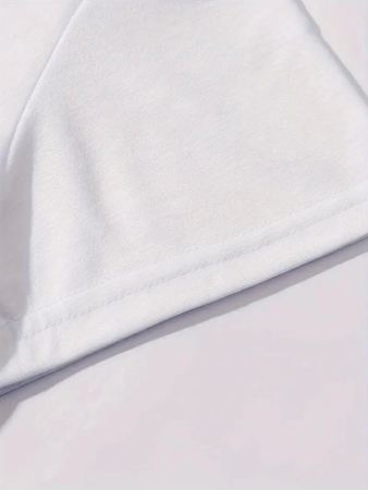 Baskılı Oversize Bisiklet Yaka T-shirt - Beyaz - 4