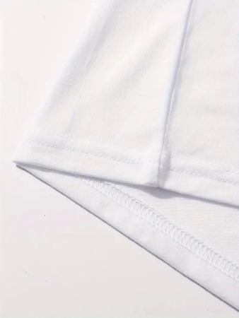 Baskılı Oversize Bisiklet Yaka T-shirt - Beyaz - 2