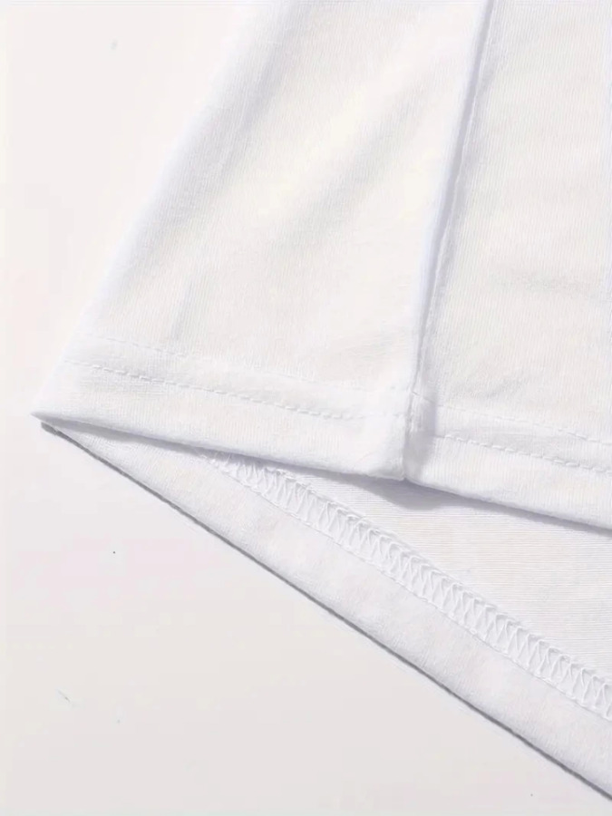 Baskılı Oversize Bisiklet Yaka T-shirt - Beyaz - 2