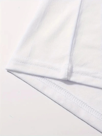 Baskılı Oversize Bisiklet Yaka T-shirt - Beyaz - 2