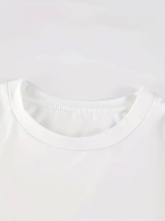 Baskılı Oversize Bisiklet Yaka T-shirt - Beyaz - 2