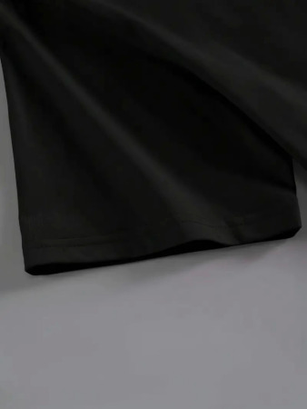 Baskılı Oversize Bisiklet Yaka T-shirt - Siyah - 2