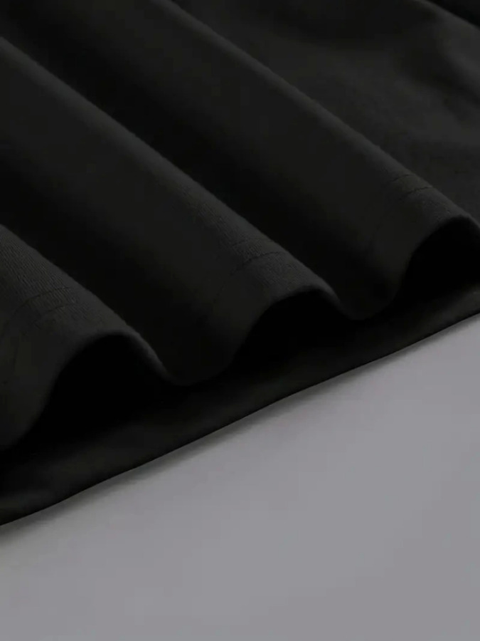Baskılı Oversize Bisiklet Yaka T-shirt - Siyah - 3