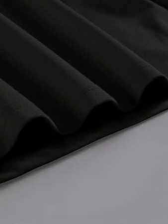 Baskılı Oversize Bisiklet Yaka T-shirt - Siyah - 3