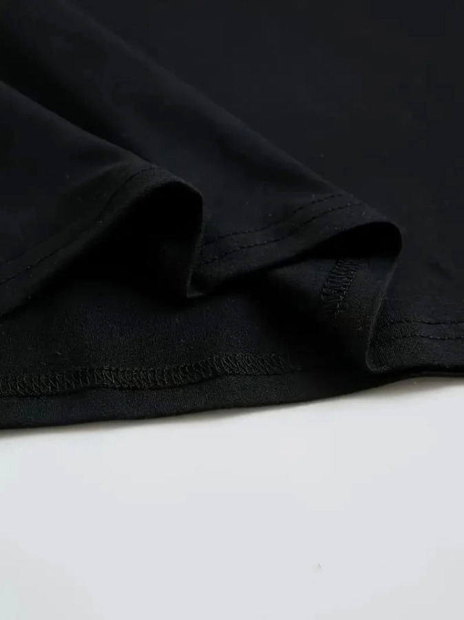 Baskılı Oversize Bisiklet Yaka T-shirt - Siyah - 4