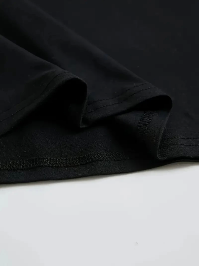 Baskılı Oversize Bisiklet Yaka T-shirt - Siyah - 4