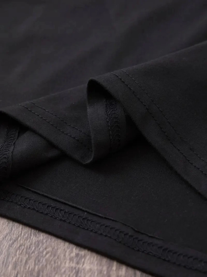 Baskılı Oversize Bisiklet Yaka T-shirt - Siyah - 3