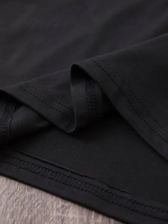 Baskılı Oversize Bisiklet Yaka T-shirt - Siyah - 3