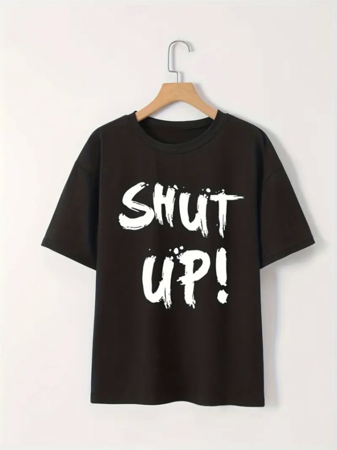 Baskılı Oversize Bisiklet Yaka T-shirt - Siyah - 1