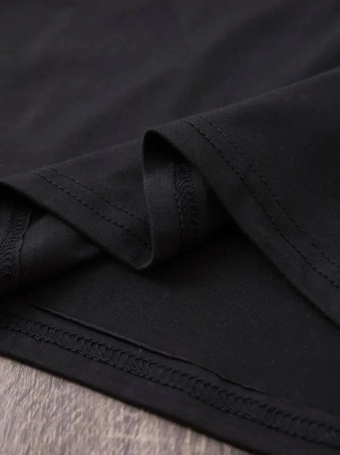 Baskılı Oversize Bisiklet Yaka T-shirt - Siyah - 4