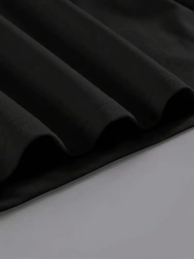 Baskılı Oversize Bisiklet Yaka T-shirt - Siyah - 4