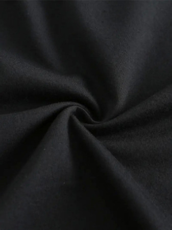 Baskılı Oversize Bisiklet Yaka T-shirt - Siyah - 3