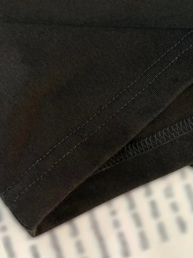 Baskılı Oversize Bisiklet Yaka T-shirt - Siyah - 3