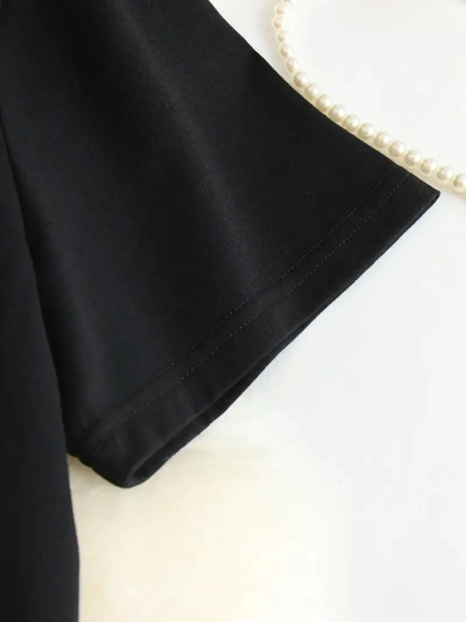 Baskılı Oversize Bisiklet Yaka T-shirt - Siyah - 3