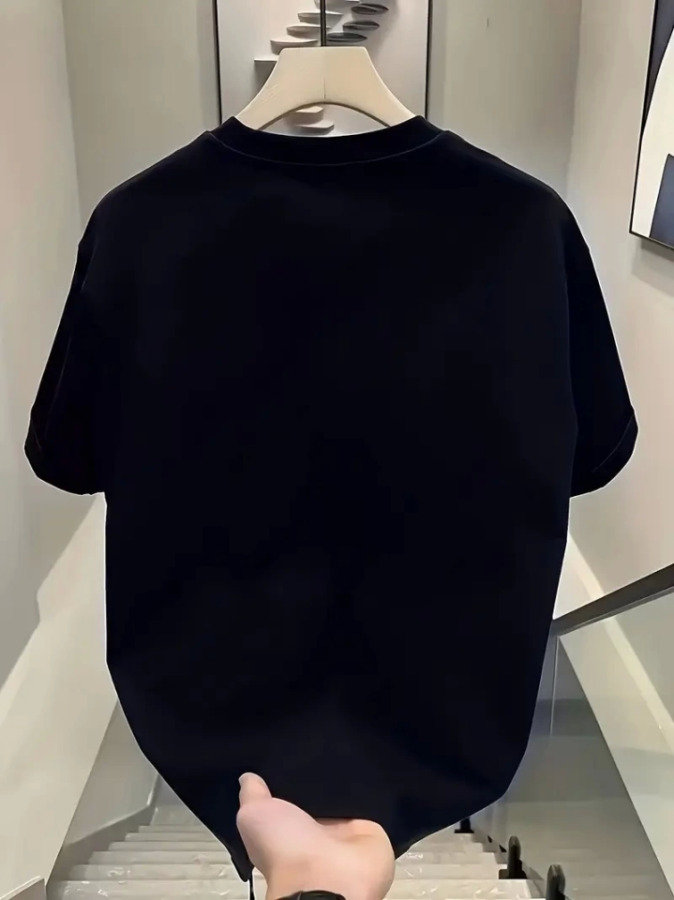 Baskılı Oversize Bisiklet Yaka T-shirt - Siyah - 2