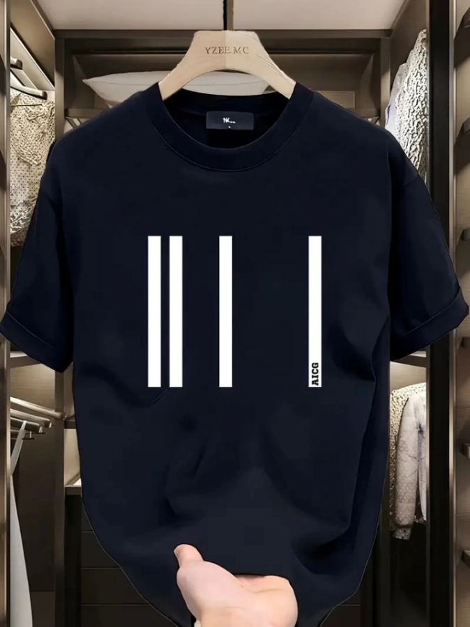Baskılı Oversize Bisiklet Yaka T-shirt - Siyah - 1