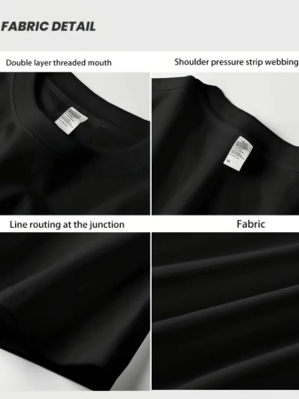 Baskılı Oversize Bisiklet Yaka T-shirt - Siyah - 3