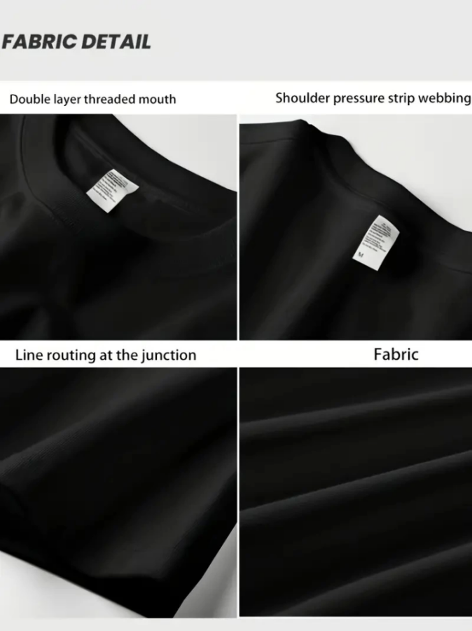 Baskılı Oversize Bisiklet Yaka T-shirt - Siyah - 3