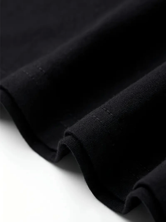 Baskılı Oversize Bisiklet Yaka T-shirt - Siyah - 4