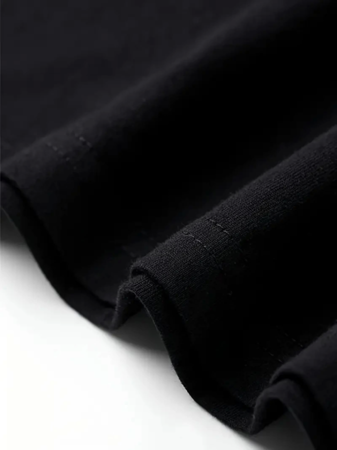 Baskılı Oversize Bisiklet Yaka T-shirt - Siyah - 4