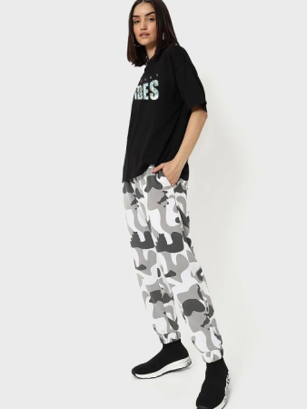 Baskılı Oversize T-shirt - Siyah - 2