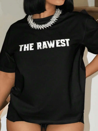 Baskılı Oversize T-shirt - Siyah - 1