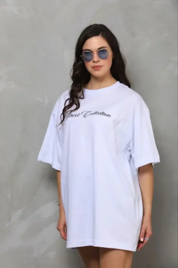 Baskılı T-Shirt Kısa Kol Bisiklet Yaka Regular Rahat Kalıp Günlük Tişört - Beyaz - 3