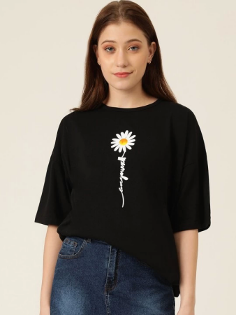 Baskılı T-shirt - Siyah - 3