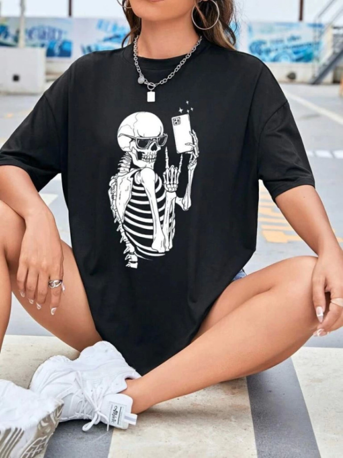 Baskılı T-shirt - Siyah - 2