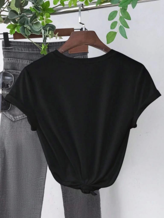 Baskılı T-shirt - Siyah - 2