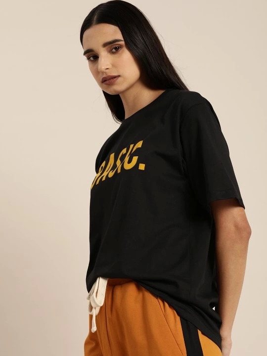 Baskılı T-shirt - Siyah - 2