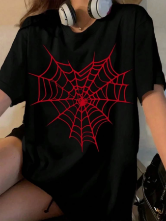 Baskılı T-shirt - Siyah - 1