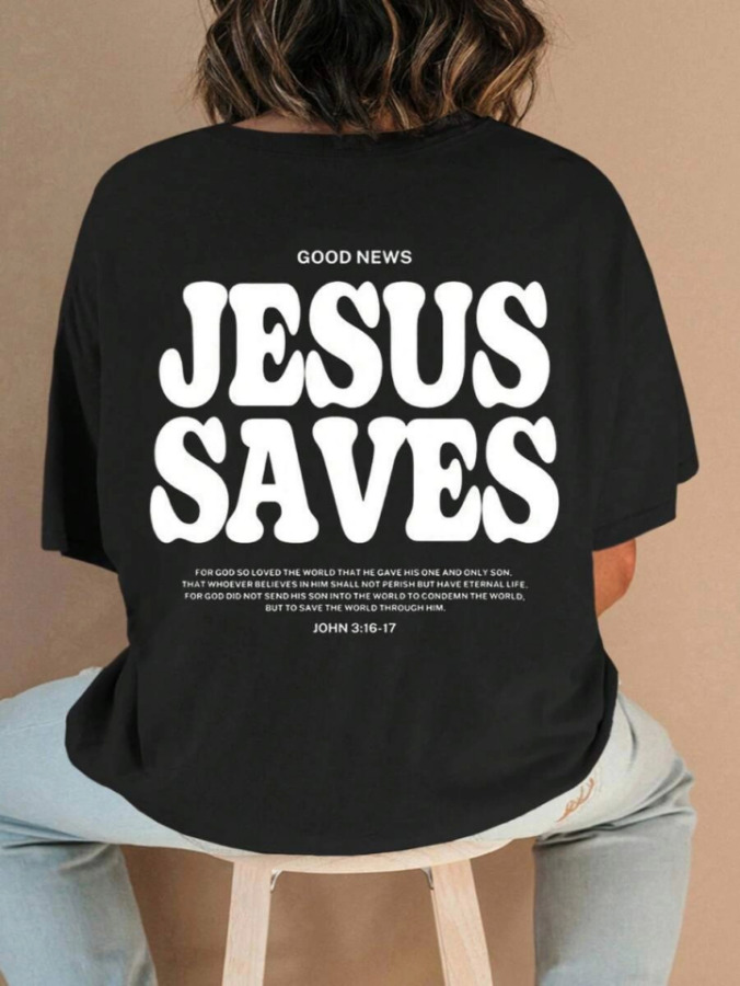 Baskılı T-shirt - Siyah - 1