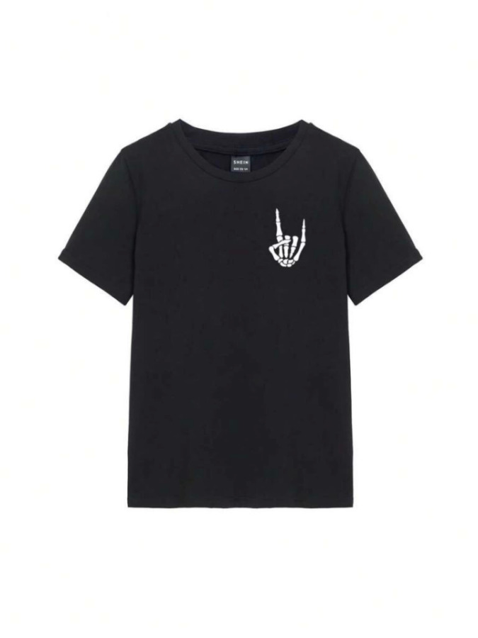 Baskılı T-shirt - Siyah - 2