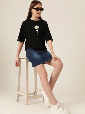Baskılı T-shirt - Siyah - 2