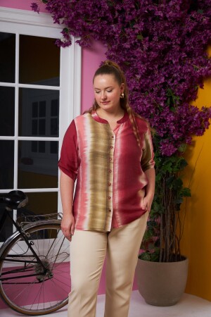 Batik Desen Büyük Beden Gömlek - 1