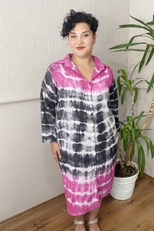 Batik Pattern Plus Size Shirt Dress Colorful - 2