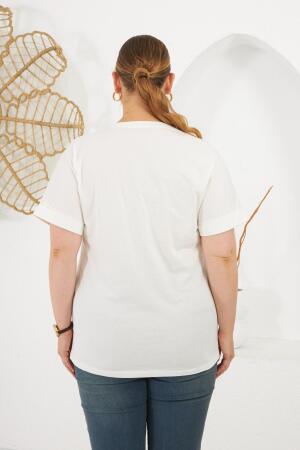 Beat Move Baskılı Büyük Beden Tişört Ekru - 5