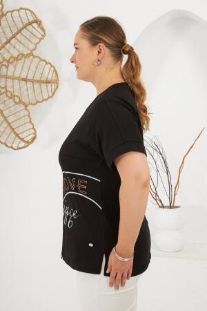 Beat Move Baskılı Büyük Beden Tişört Siyah - 3