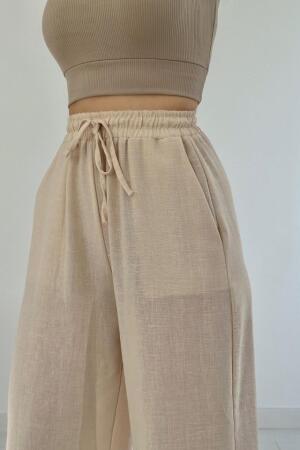 Bej Keten Pantolon - 2
