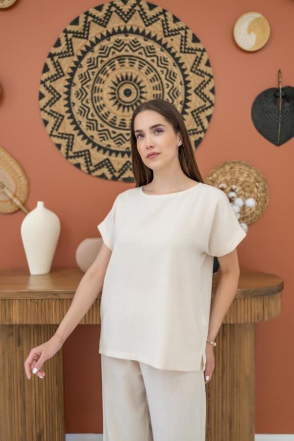 Bej T-Shirt Ve Pantolon Takım - 2