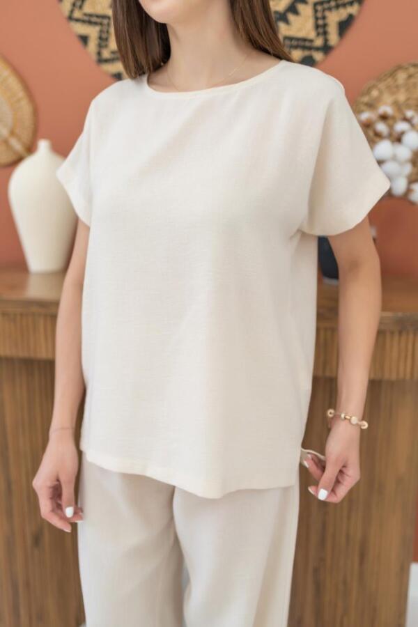 Bej T-Shirt Ve Pantolon Takım - 3